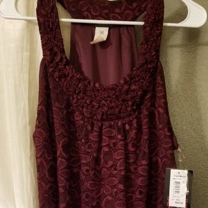 New with tags Burgundy lace tank